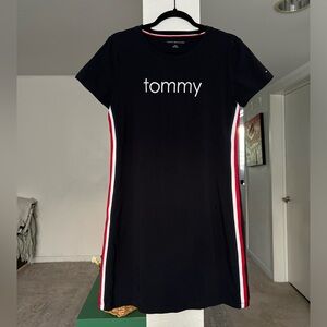 Tommy Hilfiger Navy Blue T-Shirt Style Dress with Side Stripe size S